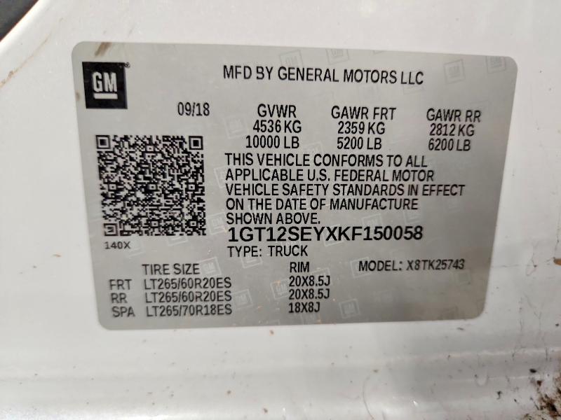 Aukcja sprzedaży 2019 Gmc Sierra, vin: 1GT12SEYXKF150058, numer aukcji: 68254856