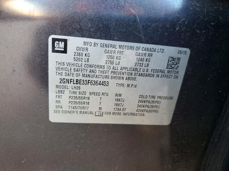 68358466 :رقم المزاد ، 2GNFLBE33F6364453 vin ، 2015 Chevrolet Equinox مزاد بيع