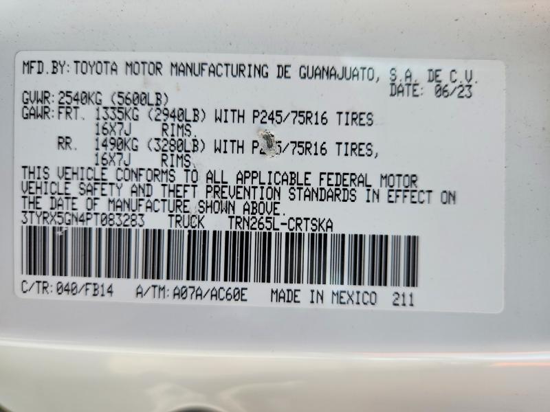 2023 Toyota Tacoma მანქანა იყიდება აუქციონზე, vin: 3TYRX5GN4PT083283, აუქციონის ნომერი: 69384416