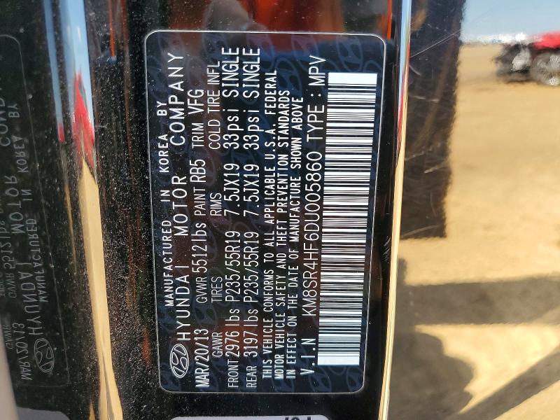 68834076 :رقم المزاد ، KM8SR4HF6DU005860 vin ، 2013 Hyundai Santa Fe مزاد بيع