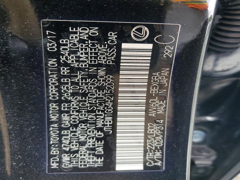 Aukcja sprzedaży 2017 Lexus Es, vin: JTHBW1GG4H2152099, numer aukcji: 69645536