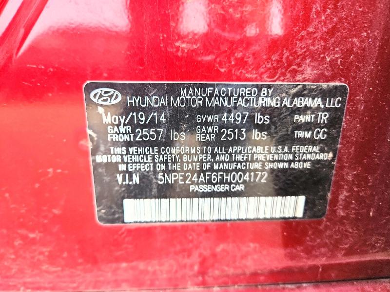 68094496 :رقم المزاد ، 5NPE24AF6FH004172 vin ، 2015 Hyundai Sonata مزاد بيع