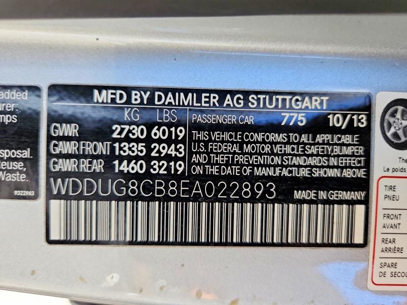 69236876 :رقم المزاد ، WDDUG8CB8EA022893 vin ، 2014 Mercedes-benz S مزاد بيع