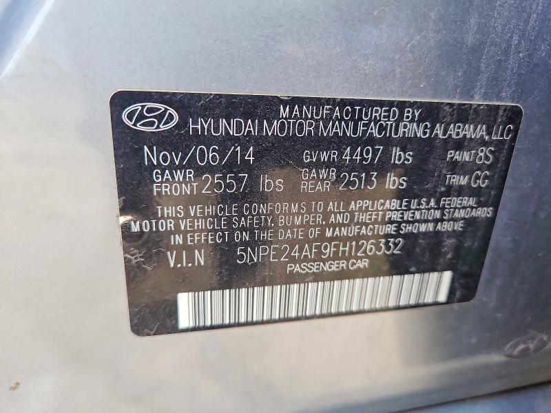 69094596 :رقم المزاد ، 5NPE24AF9FH126332 vin ، 2015 Hyundai Sonata مزاد بيع