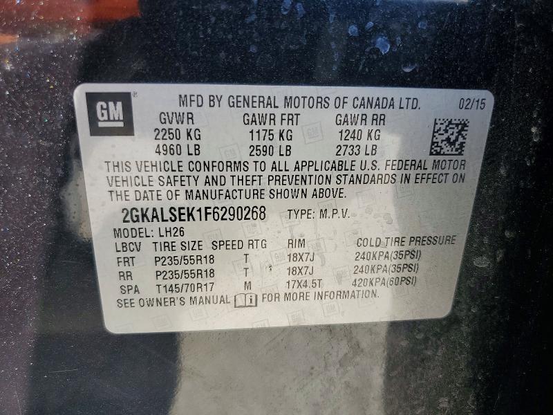 70929436 :رقم المزاد ، 2GKALSEK1F6290268 vin ، 2015 Gmc Terrain مزاد بيع