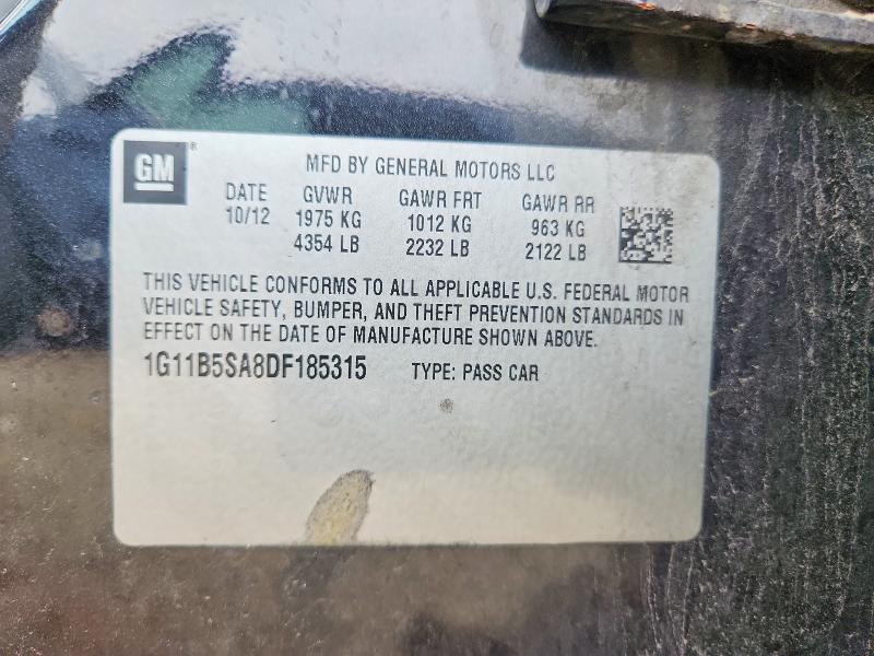 68016956 :رقم المزاد ، 1G11B5SA8DF185315 vin ، 2013 Chevrolet Malibu مزاد بيع