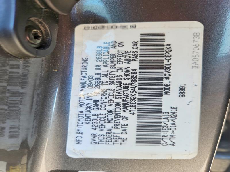 Продажа на аукционе авто 2004 Toyota Camry, vin: 4T1BE32K54U788584, номер лота: 70991076