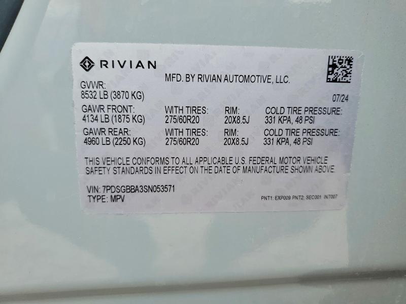 Aukcja sprzedaży 2025 Rivian R1s, vin: 7PDSGBBA3SN053571, numer aukcji: 71233816