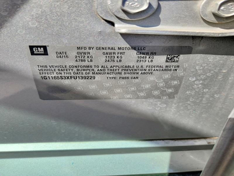 69378876 :رقم المزاد ، 1G1165S3XFU139229 vin ، 2015 Chevrolet Impala مزاد بيع