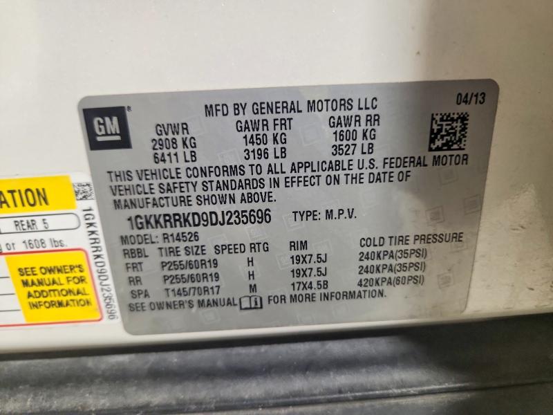 67516066 :رقم المزاد ، 1GKKRRKD9DJ235696 vin ، 2013 Gmc Acadia مزاد بيع