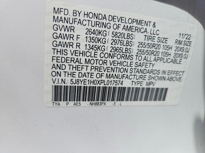 69500566 :رقم المزاد ، 5J8YE1H0XPL017574 vin ، 2023 Acura Mdx مزاد بيع