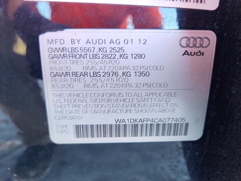 Продаж на аукціоні авто 2012 Audi Q5, vin: WA1DKAFP4CA077405, номер лоту: 70804576