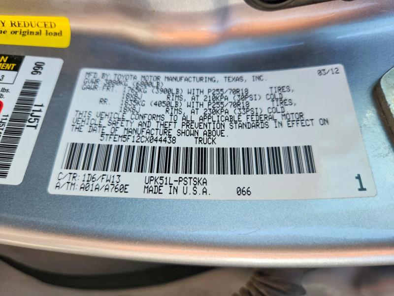 Aukcja sprzedaży 2012 Toyota Tundra, vin: 5TFEM5F12CX044438, numer aukcji: 69698506