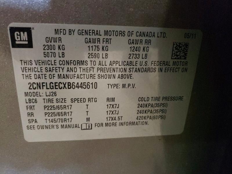 Aukcja sprzedaży 2011 Chevrolet Equinox, vin: 2CNFLGECXB6445610, numer aukcji: 69734566