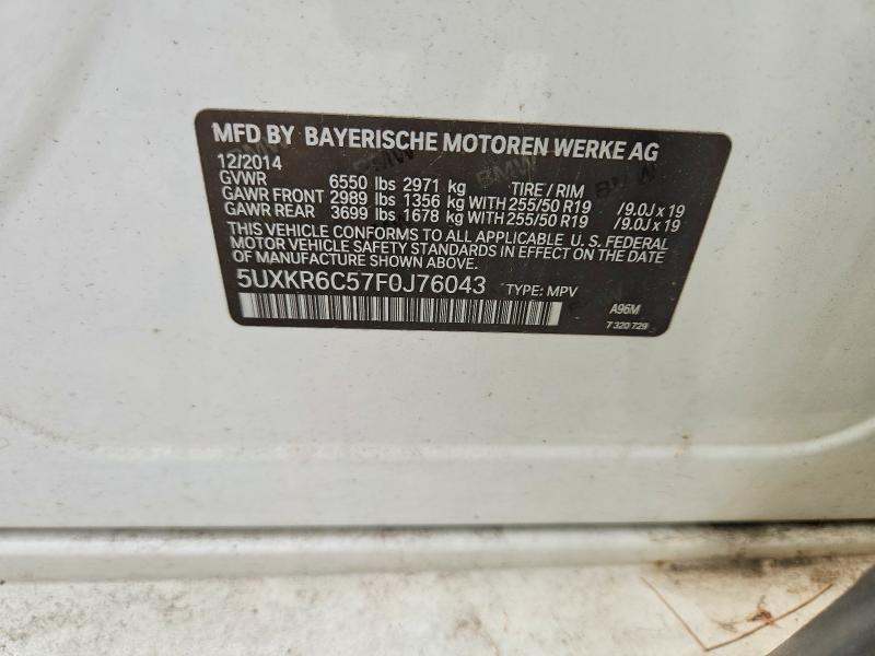 2015 Bmw X5 მანქანა იყიდება აუქციონზე, vin: 5UXKR6C57F0J76043, აუქციონის ნომერი: 68181816