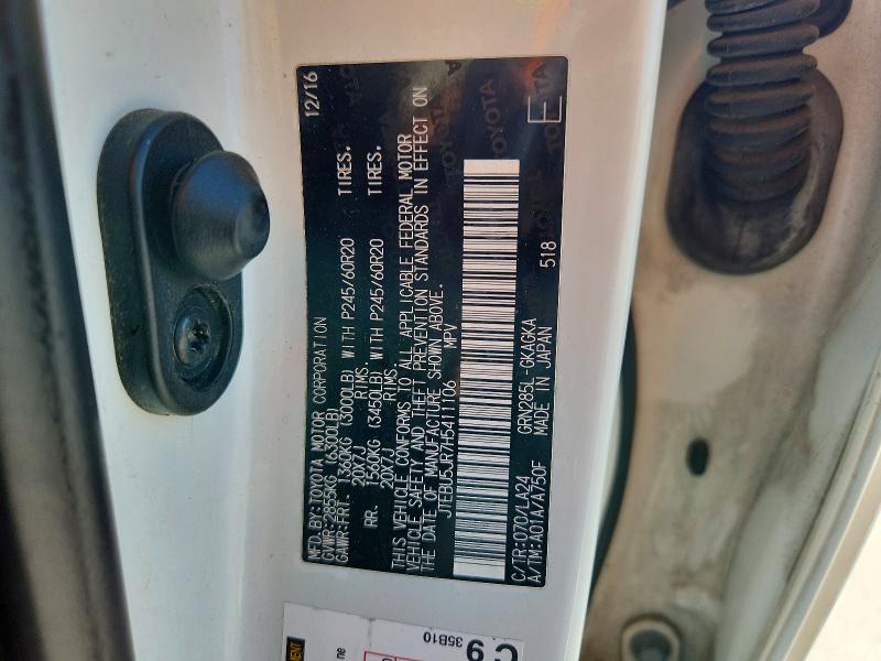 Aukcja sprzedaży 2017 Toyota 4runner, vin: JTEBU5JR7H5411106, numer aukcji: 70857316