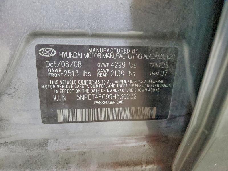 67933736 :رقم المزاد ، 5NPET46C99H530232 vin ، 2009 Hyundai Sonata مزاد بيع