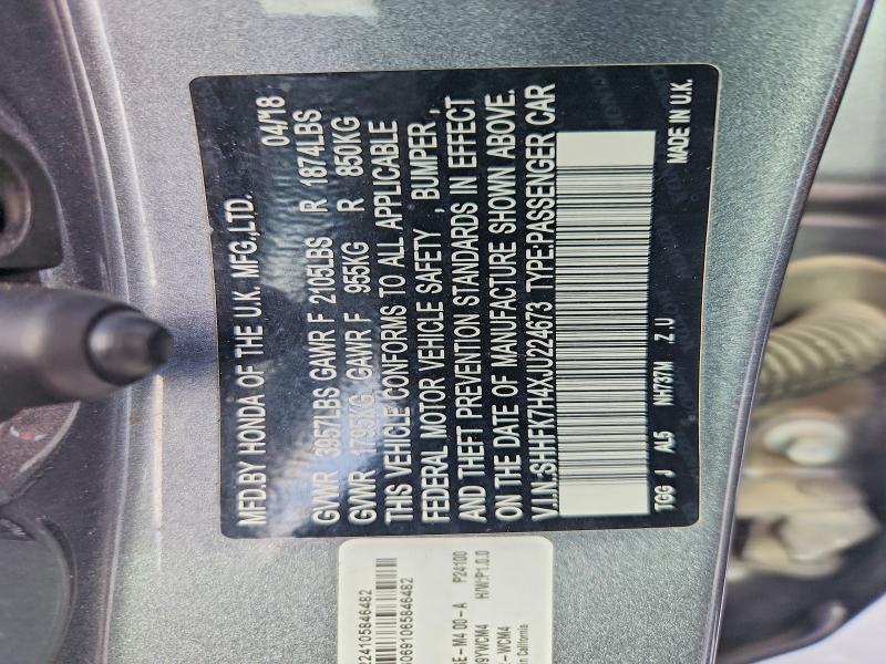 Продаж на аукціоні авто 2018 Honda Civic, vin: SHHFK7H4XJU224673, номер лоту: 68813716