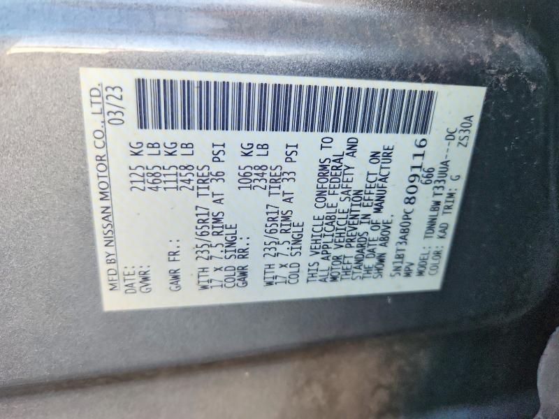 2023 Nissan Rogue მანქანა იყიდება აუქციონზე, vin: 5N1BT3AB0PC809116, აუქციონის ნომერი: 70832216