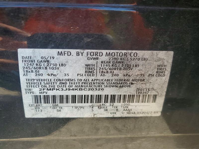 Продаж на аукціоні авто 2019 Ford Edge, vin: 2FMPK3J94KBC20326, номер лоту: 68897316