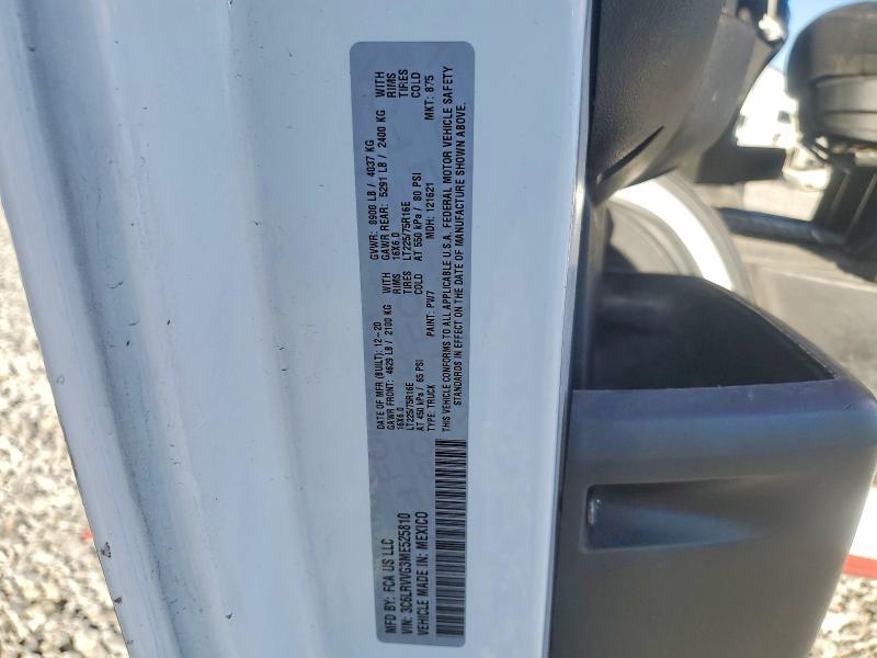 68669496 :رقم المزاد ، 3C6LRVVG3ME525810 vin ، 2021 Ram Promaster 2500 مزاد بيع