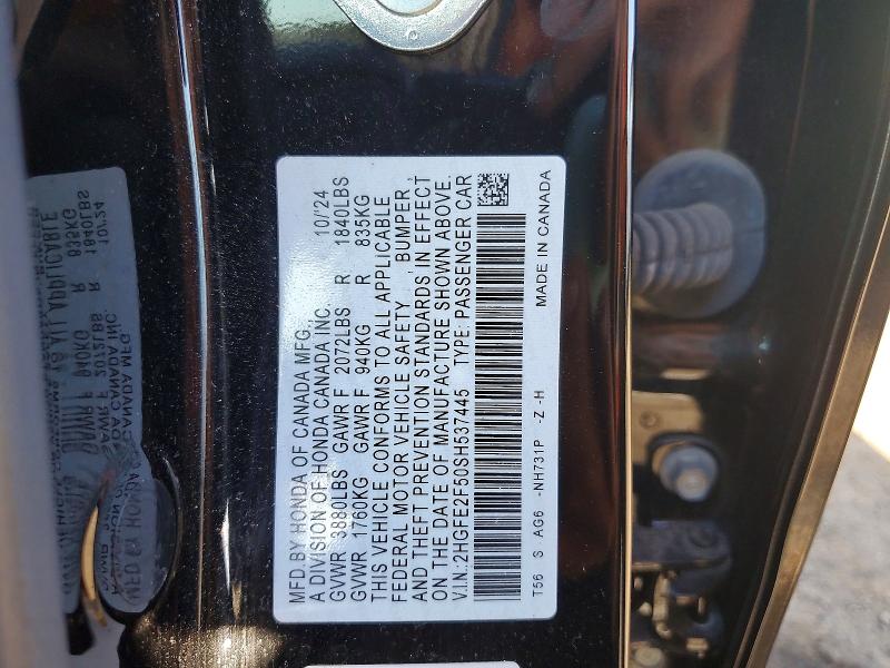 Продажа на аукционе авто 2025 Honda Civic, vin: 2HGFE2F50SH537445, номер лота: 68851116