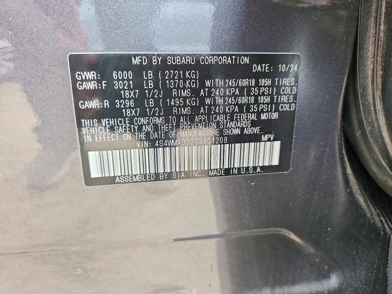 Продаж на аукціоні авто 2025 Subaru Ascent, vin: 4S4WMADD2S3401208, номер лоту: 68186936