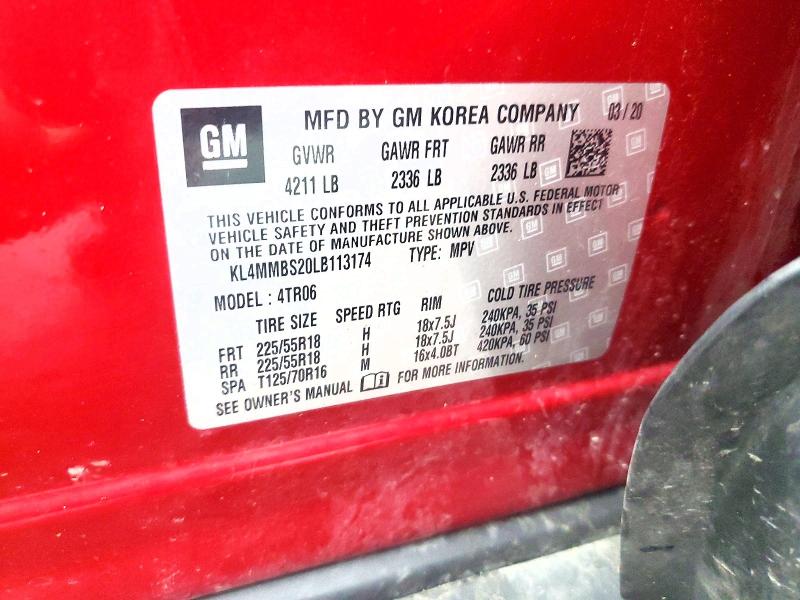 Aukcja sprzedaży 2020 Buick Encore Gx, vin: KL4MMBS20LB113174, numer aukcji: 69211526