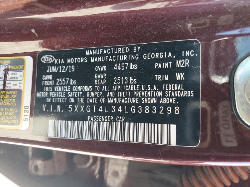 Aukcja sprzedaży 2020 Kia Optima, vin: 5XXGT4L34LG383298, numer aukcji: 70794116