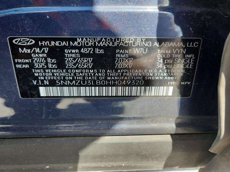 Продажа на аукционе авто 2017 Hyundai Santa Fe Sport, vin: 5NMZU3LB0HH049320, номер лота: 67700496