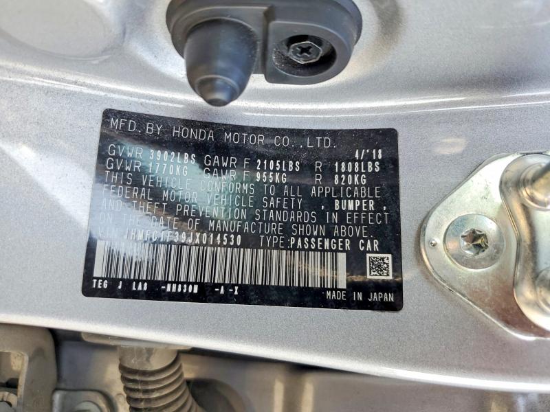 2018 Honda Civic მანქანა იყიდება აუქციონზე, vin: JHMFC1F39JX014530, აუქციონის ნომერი: 67219516