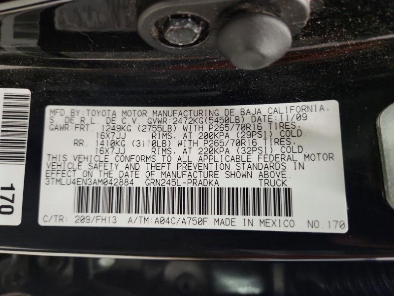 68540766 :رقم المزاد ، 3TMLU4EN3AM042884 vin ، 2010 Toyota Tacoma مزاد بيع