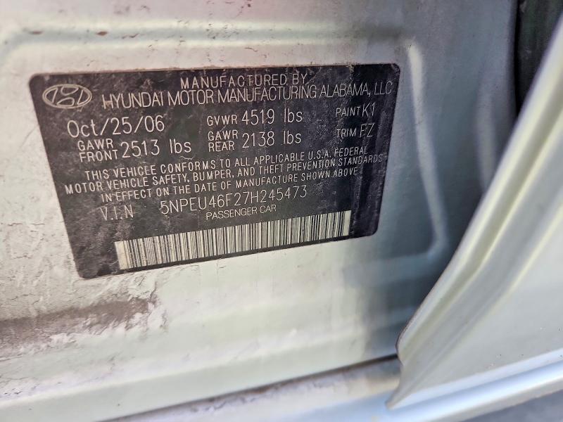 70530426 :رقم المزاد ، 5NPEU46F27H245473 vin ، 2007 Hyundai Sonata مزاد بيع