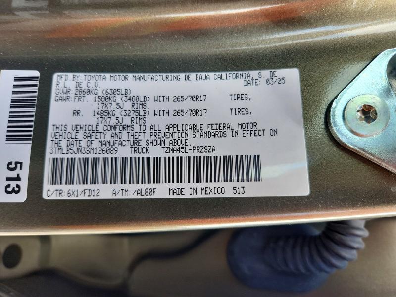 Продаж на аукціоні авто 2025 Toyota Tacoma, vin: 3TMLB5JN3SM126089, номер лоту: 66853086