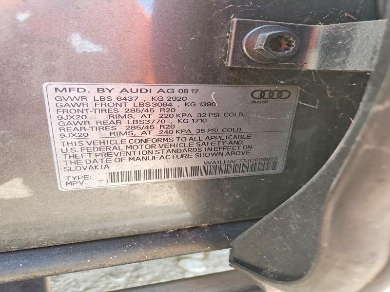 Aukcja sprzedaży 2018 Audi Q7, vin: WA1LHAF73JD006959, numer aukcji: 69814536