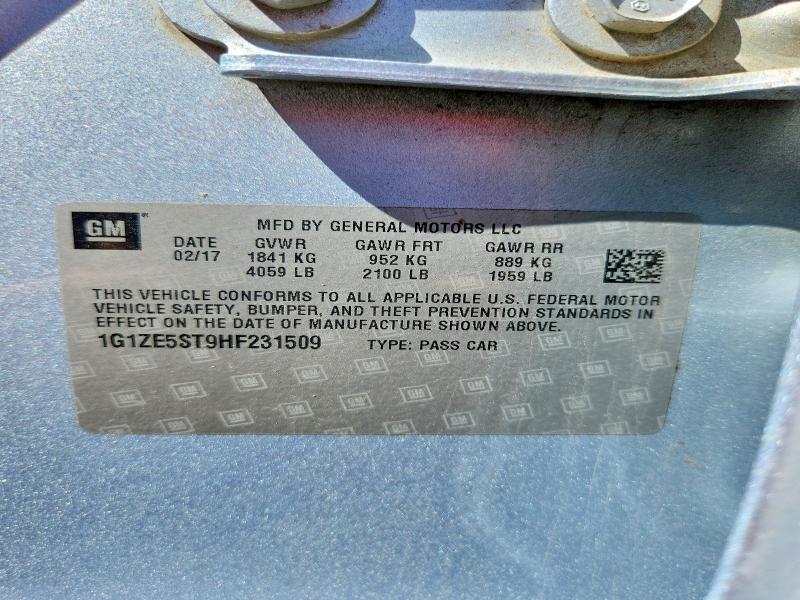 70473996 :رقم المزاد ، 1G1ZE5ST9HF231509 vin ، 2017 Chevrolet Malibu مزاد بيع