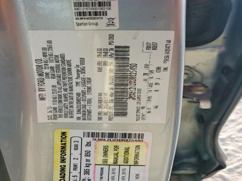 2013 Lincoln Mkz მანქანა იყიდება აუქციონზე, vin: 3LN6L2LU3DR825480, აუქციონის ნომერი: 69224586