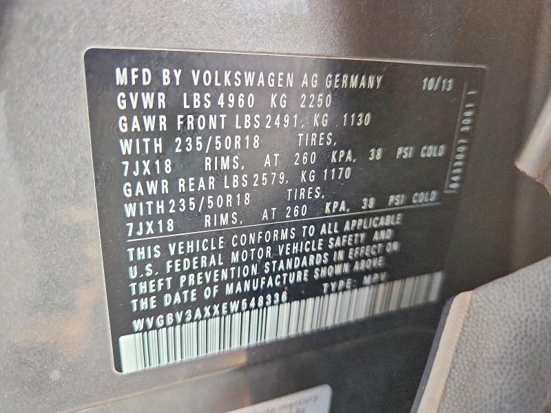 Aukcja sprzedaży 2014 Volkswagen Tiguan, vin: WVGBV3AXXEW548336, numer aukcji: 68810326