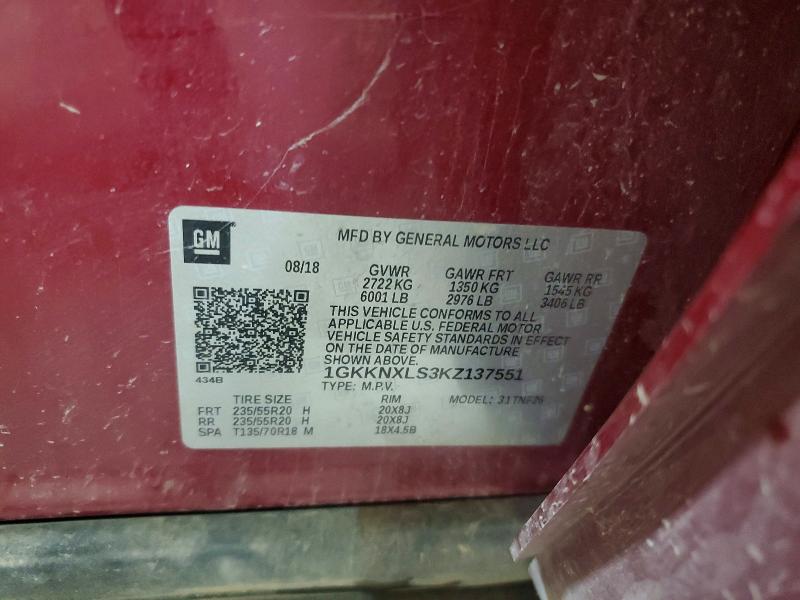 Aukcja sprzedaży 2019 Gmc Acadia, vin: 1GKKNXLS3KZ137551, numer aukcji: 69438896