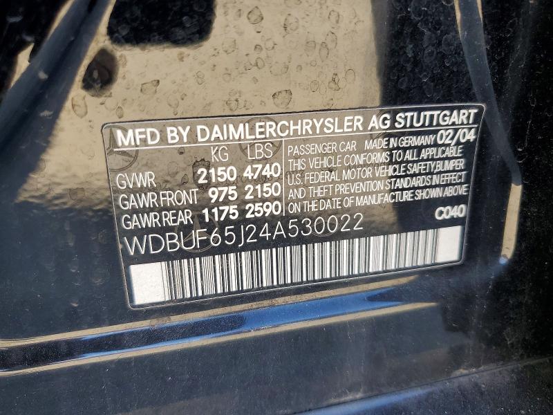 2004 Mercedes-benz E მანქანა იყიდება აუქციონზე, vin: WDBUF65J24A530022, აუქციონის ნომერი: 69629236