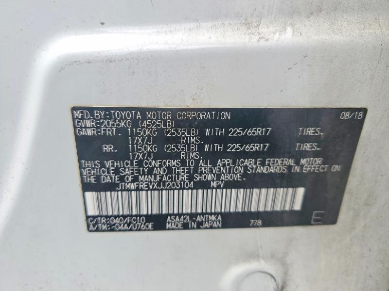 68488856 :رقم المزاد ، JTMWFREVXJJ203104 vin ، 2018 Toyota Rav4 مزاد بيع