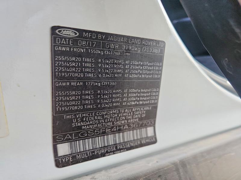 68739056 :رقم المزاد ، SALGS5FE4HA367703 vin ، 2017 Land Rover Range Rover مزاد بيع