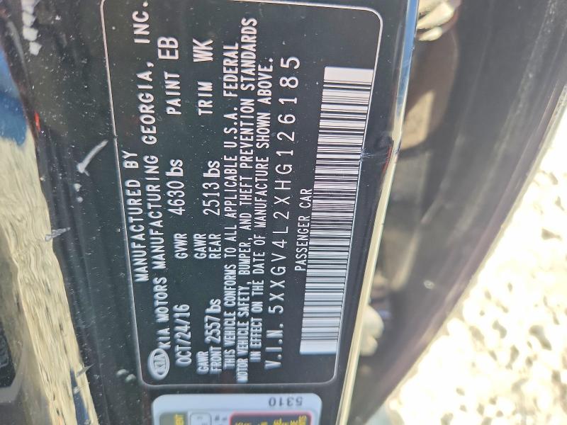 2017 Kia Optima მანქანა იყიდება აუქციონზე, vin: 5XXGV4L2XHG126185, აუქციონის ნომერი: 70694856