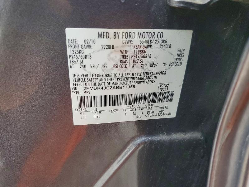 Продажа на аукционе авто 2010 Ford Edge, vin: 2FMDK4JC2ABB17358, номер лота: 70311326