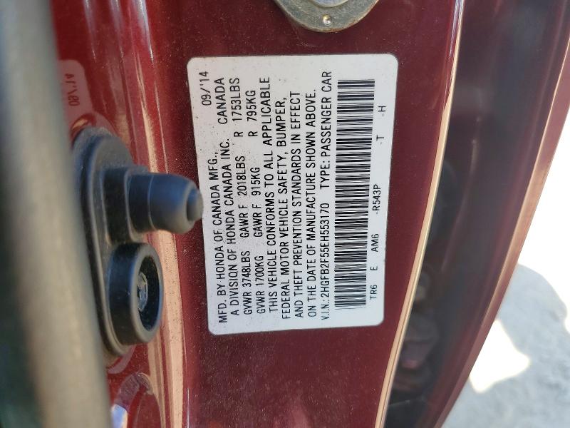 Aukcja sprzedaży 2014 Honda Civic, vin: 2HGFB2F55EH553170, numer aukcji: 71069626