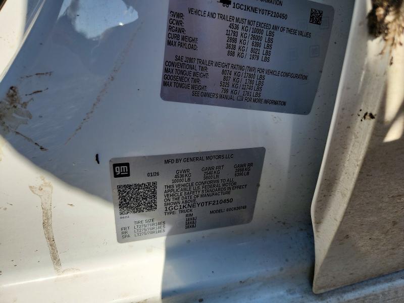 67170766 :رقم المزاد ، 1GC1KNEY0TF210450 vin ، 2026 Chevrolet Silverado مزاد بيع