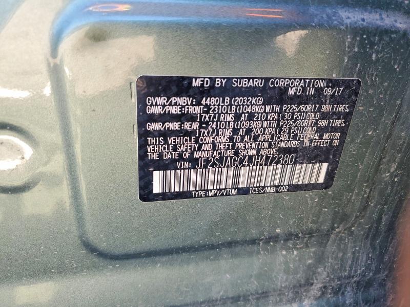 68156876 :رقم المزاد ، JF2SJAGC4JH472380 vin ، 2018 Subaru Forester مزاد بيع