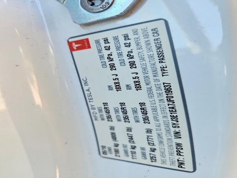 Продаж на аукціоні авто 2018 Tesla Model 3, vin: 5YJ3E1EA7JF019637, номер лоту: 69388076