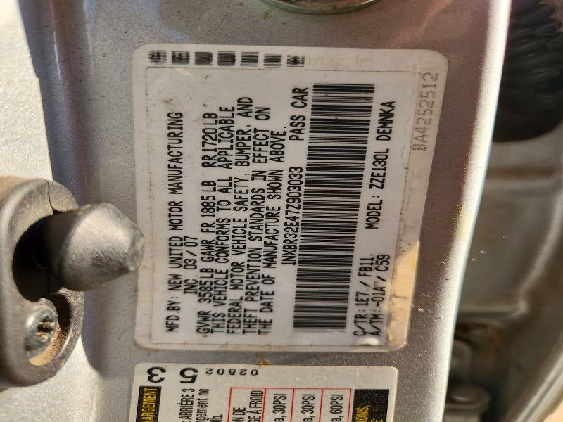 Aukcja sprzedaży 2007 Toyota Corolla, vin: 1NXBR32E47Z903033, numer aukcji: 68983676
