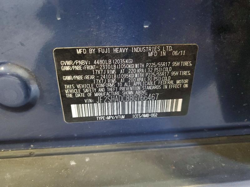 Продажа на аукционе авто 2011 Subaru Forester, vin: JF2SHADC8BG766467, номер лота: 68489506